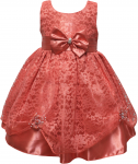 GIRLS CASUAL DRESSES W/ BOW (CORAL)
